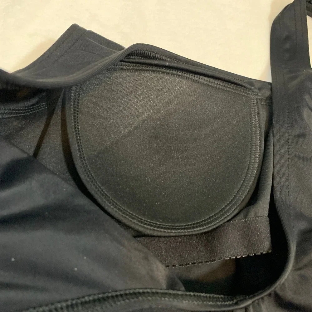 Lands'‎ End Black One Piece Swimsuit Square Neck Modest Size 8